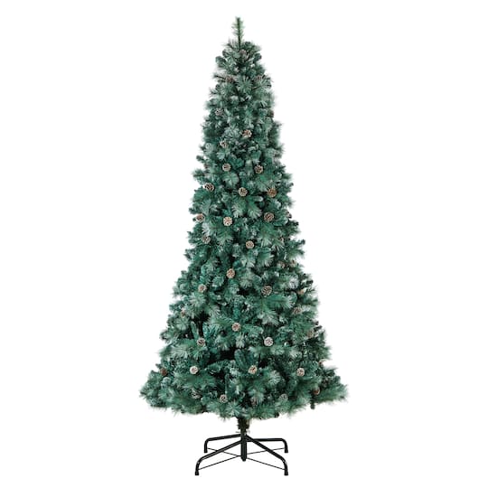 9ft. Pre-Lit Frosted British Columbia Mountain Pine Artificial Christmas Tree, Clear Lights